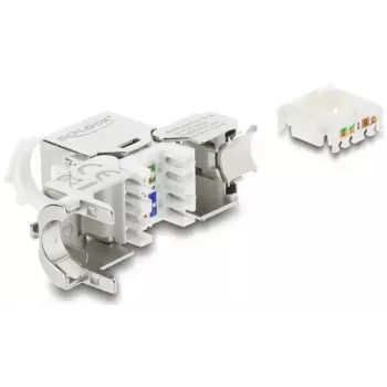 Keystone modulis DELOCK RJ45 lizdas į LSA Cat.8.1 ekranuotas su fiksavimo spaustuku ir dulkių dangteliu