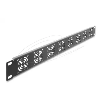 Dangtelio plokštė DELOCK 67414 19 colių 1U stelažui, metalinė, su integruotais 8 ventiliatoriais 40×40 mm, tamsiai pilka