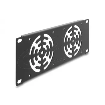 Uždaromoji plokštė DELOCK 67432 su 2 įmontuotais 80×80 mm ventiliatoriais, metalinis korpusas, tamsiai pilka