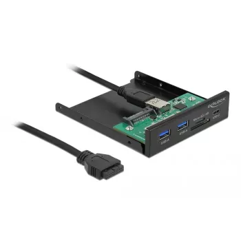 DeLOCK priekinis skydelis 3,5 colio USB 5 Gbps 1 x USB Type-C + 2 x USB Type-A + SD ir Micro SD lizdai
