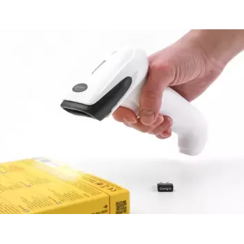 Nešiojamas brūkšninių kodų skaitytuvas DeLOCK 90587 1D 2D belaidis Bluetooth USB baltas