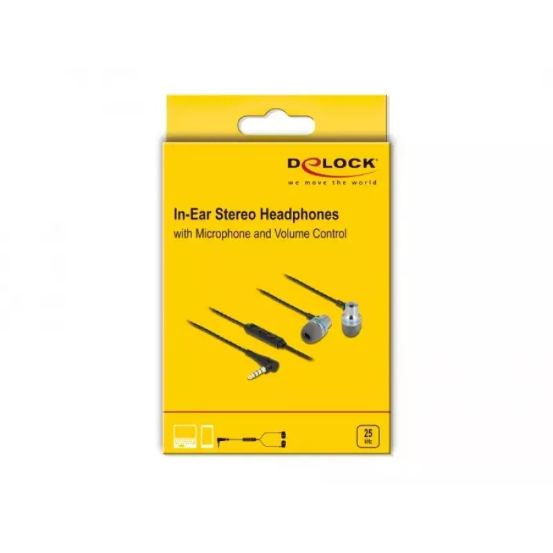 Ausinės DeLOCK 27183 Į ausį 3,5 mm lizdas Mikrofonas Garsumo valdymas