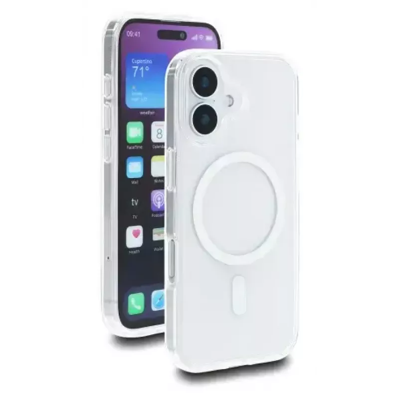 Delock 81618 dėklas iPhone 17 apsaugai, tinkantis MagSafe, TPU/PC, skaidrus-baltas