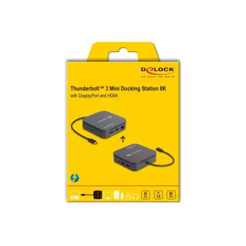 DeLOCK Thunderbolt 3 Mini Dock 8K DisplayPort HDMI USB LAN Audio PD 3.0