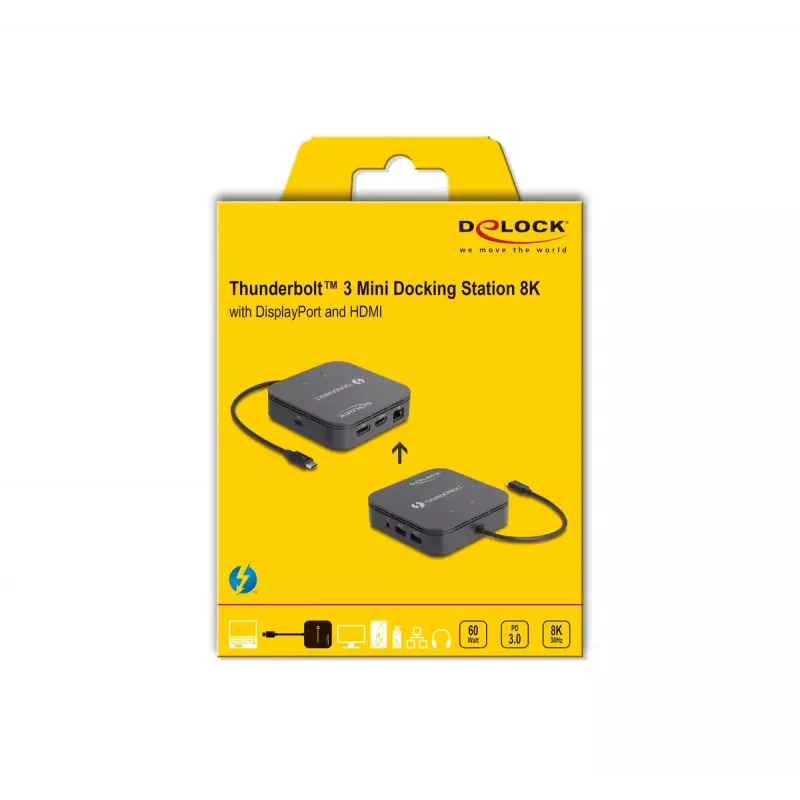 DeLOCK Thunderbolt 3 Mini Dock 8K DisplayPort HDMI USB LAN Audio PD 3.0