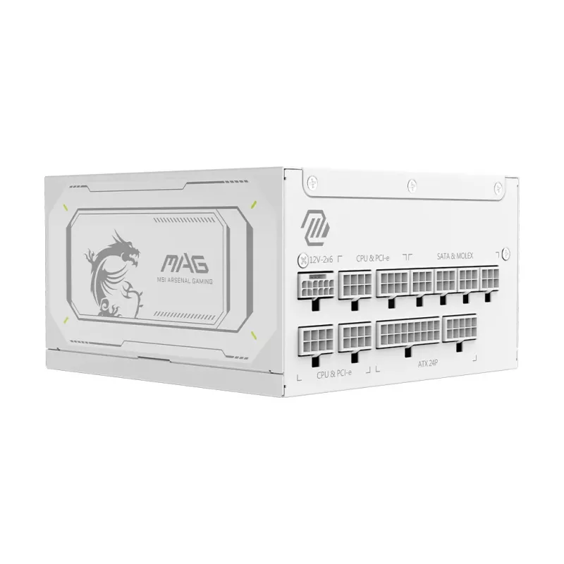 Maitinimo blokas MSI MAG A1000GL PCIE5 WHITE 1000 W ATX 24-pin, 80 PLUS Gold, 135 mm ventiliatorius
