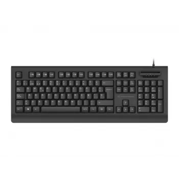 CONCEPTRONIC USB klaviatūra su išmaniąja ID kortelių skaitytuvu KAYNE01IT — pilno dydžio 105 klavišų, itališkas išdėstymas, laidinė, 1,5 m laidas, juoda