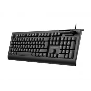CONCEPTRONIC USB klaviatūra su išmaniąja ID kortelių skaitytuvu KAYNE01IT — pilno dydžio 105 klavišų, itališkas išdėstymas, laidinė, 1,5 m laidas, juoda