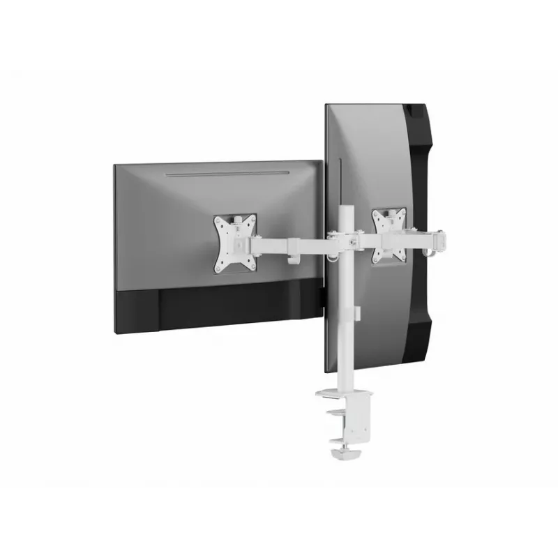 Equip 17 inch-32 inch dvikojis reguliuojamas monitorių laikiklis ant stalo, baltas