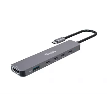 Equip USB-C 6 viename universalus adapteris, HDMI 4K/30Hz, USB-C x4, USB-A x1, 5Gbps, 100W USB PD