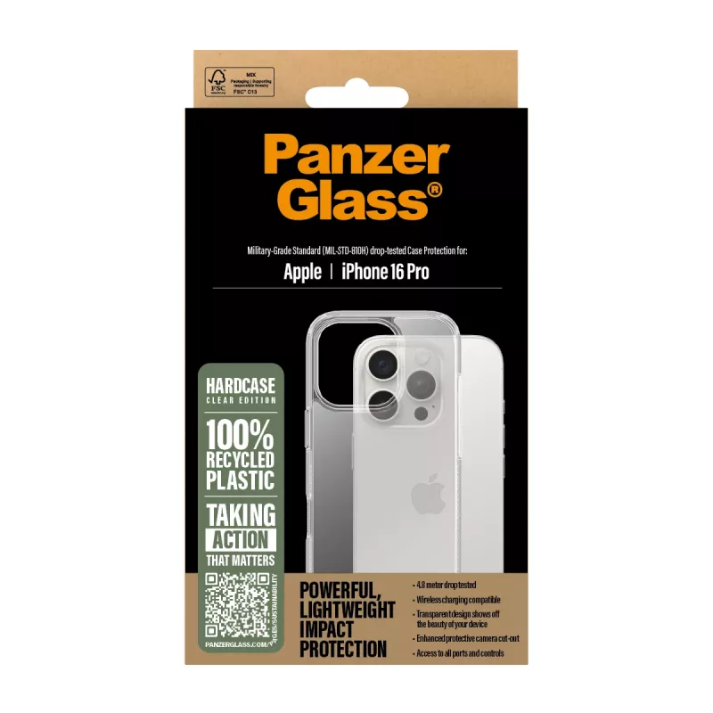 PanzerGlass ® HardCase Skaidrus iPhone 16 Pro, Dėklas, Apple, Apple - iPhone 16 Pro, Skaidrus