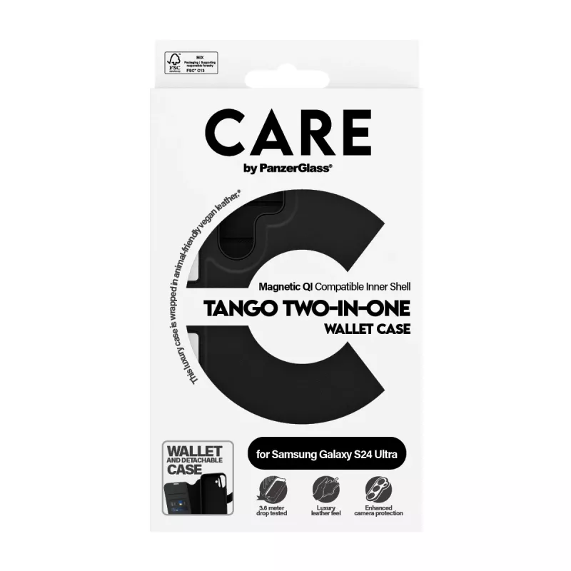 Telefono dėklas PanzerGlass CARE Feature Case Tango Two-in-One Wallet, skirtas Samsung Galaxy S24 Ultra, permatomas