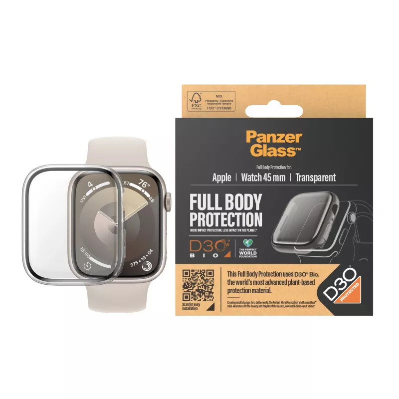 PanzerGlass Full Body Transparent su D3O® Apple Watch Series 9 | 45 mm