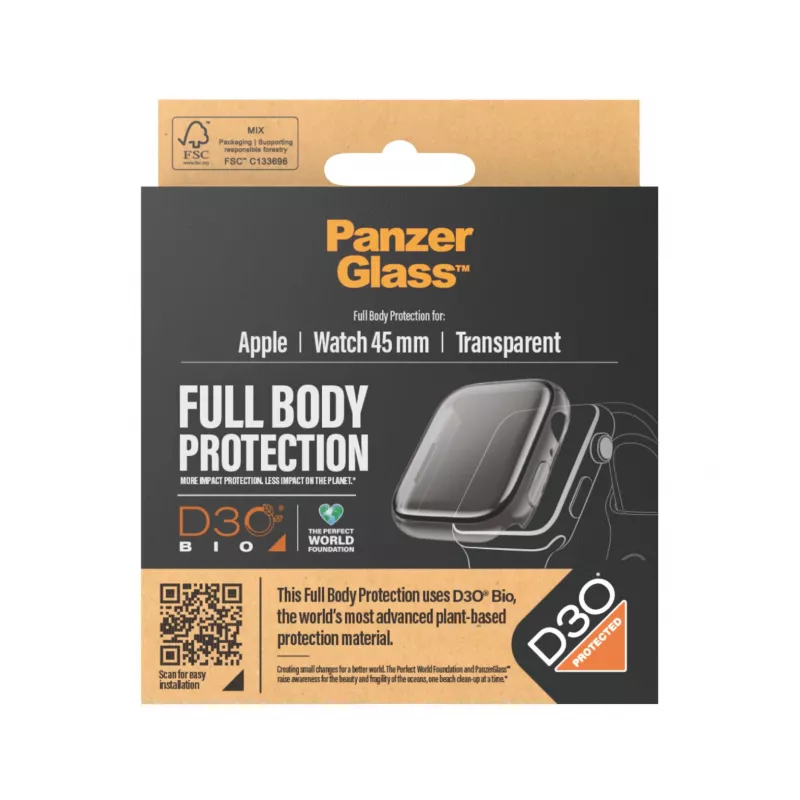 PanzerGlass Full Body Transparent su D3O® Apple Watch Series 9 | 45 mm