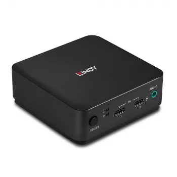 Lindy 2 prievadų Type C, DisplayPort 1.2 KVM jungiklis, 3840 x 2160 pikselių, 4K Ultra HD, pilka