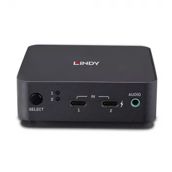 Lindy 2 prievadų Type C, DisplayPort 1.2 KVM jungiklis, 3840 x 2160 pikselių, 4K Ultra HD, pilka