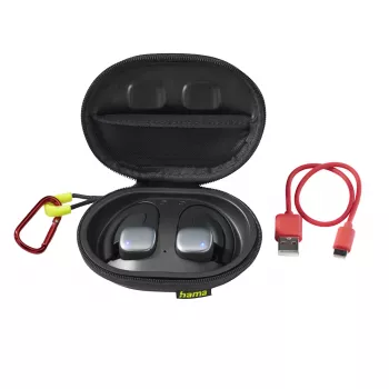 Hama Spirit Athletics belaidės ausinės True Wireless Stereo (TWS) su kabliuku ausiai, sportinės, Bluetooth, juodos