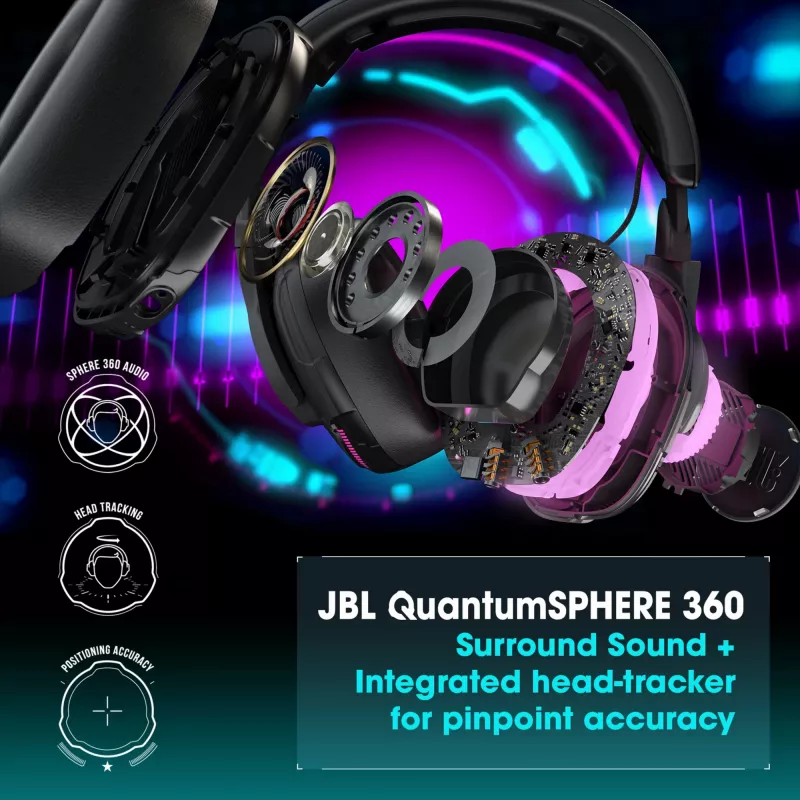 JBL Quantum ONE JUODAS, laidinės, žaidimų, 20 - 20000 Hz, 526 g, ausinės, Juoda
