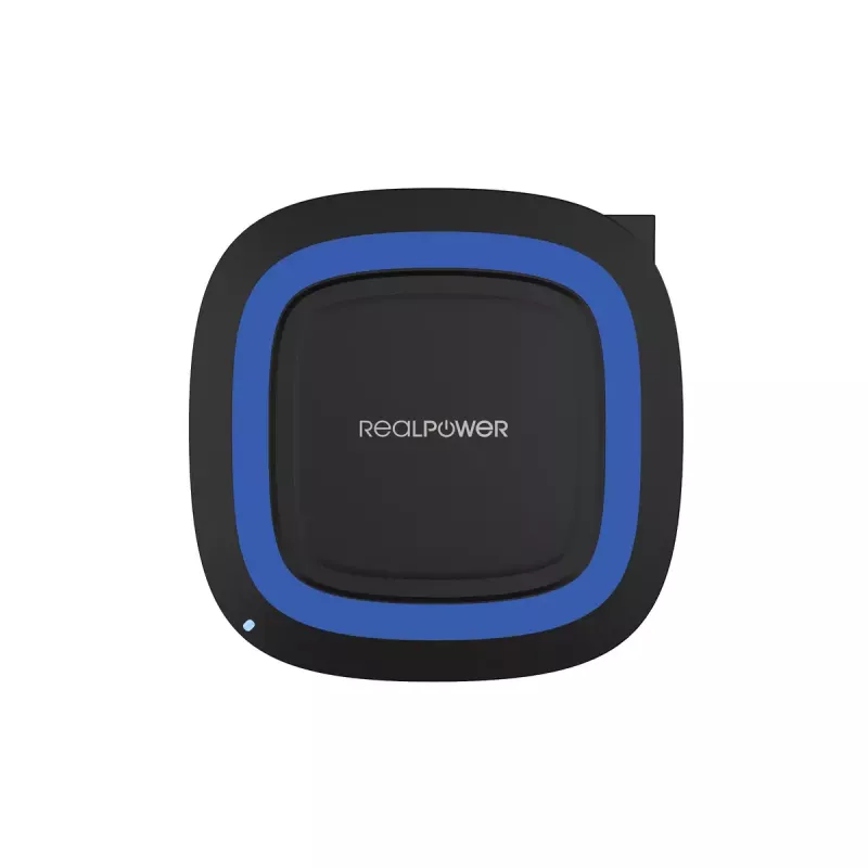 Belaidžio įkrovimo stotelė RealPower FreeCharge-10 su adapteriu, juoda/mėlyna (257640)