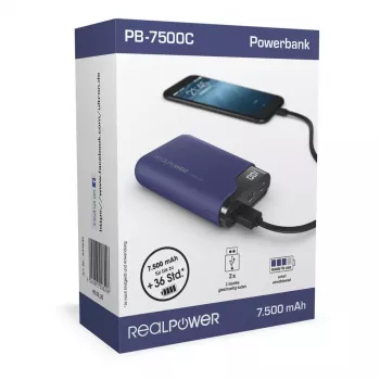 Nešiojama baterija RealPower PB-7500C 7500 mAh
