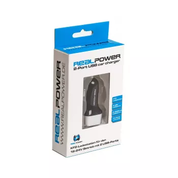 Automobilinis USB įkroviklis RealPower 176635 Universal Black Silver