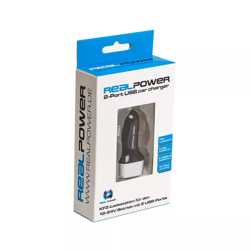 Automobilinis USB įkroviklis RealPower 176635 Universal Black Silver