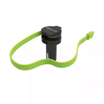 Automobilinis įkroviklis RealPower 257637 Universal Black Green su integruotu Lightning kabeliu