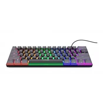 Trust GXT 867 Acira žaidimų klaviatūra USB QWERTZ juoda pilka 60% mechaninė RGB