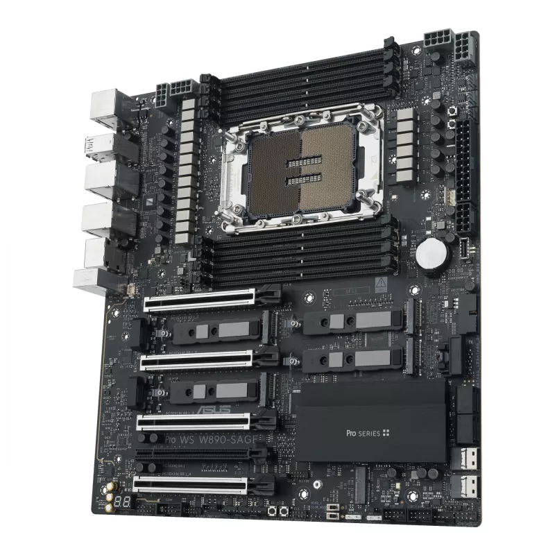 Motininė plokštė ASUS PRO WS W890-SAGE — Intel W890, LGA 4710-2, CEB, 8× DIMM, DDR5, keturių kanalų, 2,5G ir 10G Ethernet