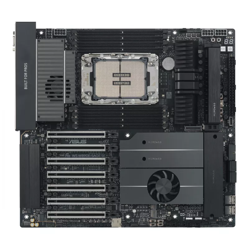 Motininė plokštė ASUS Pro WS W890E-SAGE SE – Intel W890, LGA 4710-2, EEB, 8x DIMM DDR5, aštuonių kanalų atmintis, 10GbE