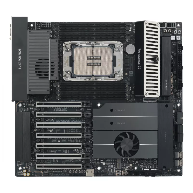 Motininė plokštė ASUS Pro WS W890E-SAGE SE – Intel W890, LGA 4710-2, EEB, 8x DIMM DDR5, aštuonių kanalų atmintis, 10GbE