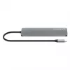 Manhattan USB-C Dock / Hub su kortelių skaitytuvu, prievadai (x5): HDMI, USB-A (x2) ir USB-C (x2), su Power Delivery (PD) 100W – reikalingas išorinis USB-C įkroviklis (neįtrauktas). Maitinamas per USB (nereikia išorinio maitinimo šaltinio), kai PD nenaudo