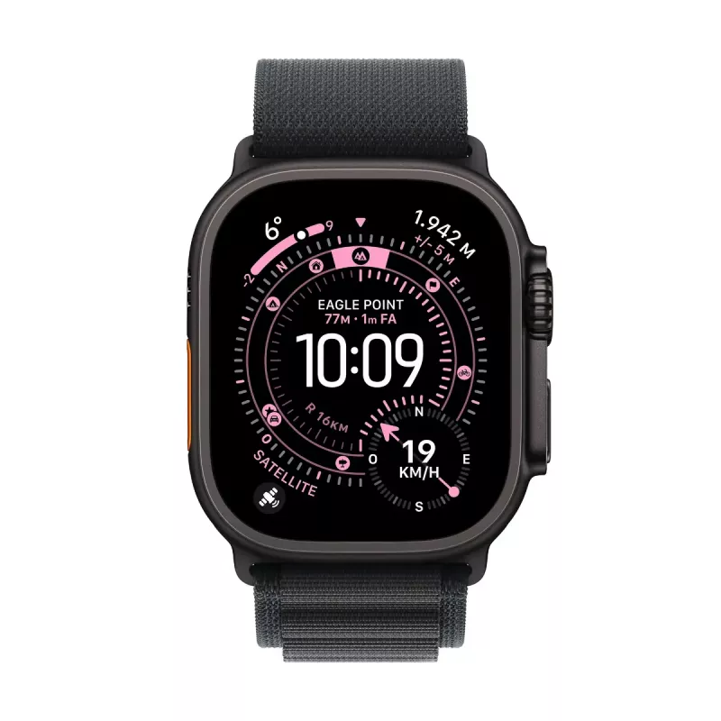 Apple Watch Ultra 3 GPS + Cellular 49 mm juodo titano korpusas su juodu Alpine Loop – mažas