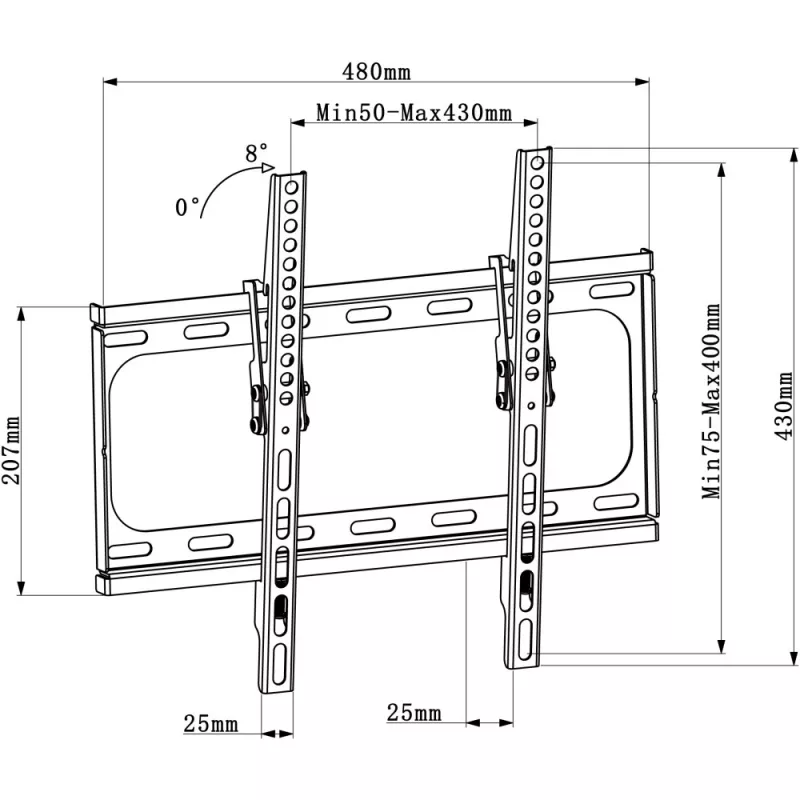 Techly ICA-PLB 261M TV laikiklis 142,2 cm (56 col.) juodas