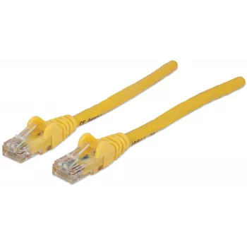 Intellinet tinklo jungiamasis kabelis, Cat6, 2 m, geltonas, CCA, U/UTP, PVC, RJ45, auksuoti kontaktai, apsaugotas nuo užkliuvimo, su gaubtuvais, garantija visam laikui