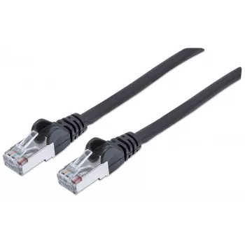 Intellinet Network Patch Cable Cat6 1m Juodas Varis S/FTP LSOH/LSZH PVC RJ45 Auksuoti Kontaktai Snagless Booted Viso Gyvenimo Garantija
