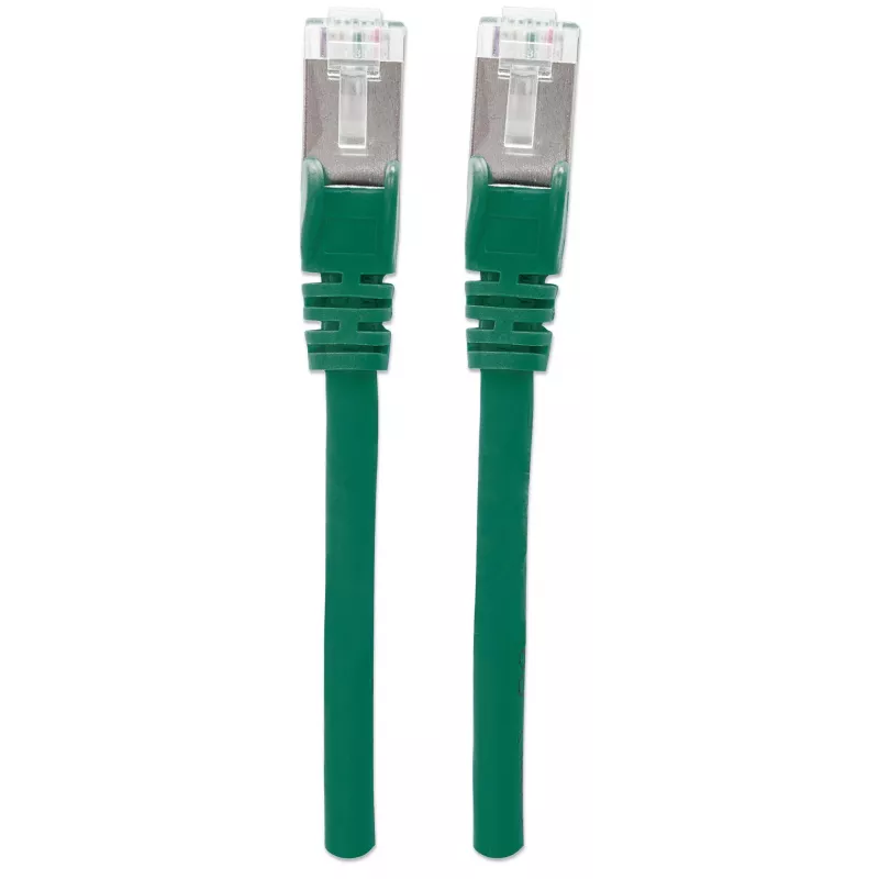 Intellinet tinklo jungiamasis laidas, Cat6A, 7,5 m, žalias, varis, S/FTP, LSOH / LSZH, PVC, RJ45, auksuoti kontaktai, nesikabinantis, su apsauginiu gaubteliu, viso gyvenimo garantija