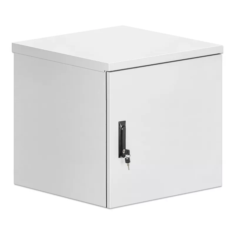 Intellinet Industrial IP55 sieninis 19 inch spintos korpusas su integruotais ventiliatoriais, 12U, 600 mm gylis, su stogo ventiliacijos bloku, dulkėms ir vandeniui atsparus, surinktas, šviesiai pilkas RAL7035
