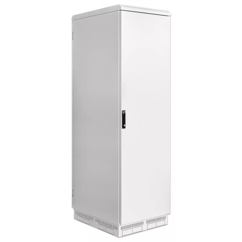 Intellinet pramoninis IP55 19 colių tinklo spintas su integruotais ventiliatoriais, 42U 800 mm gylis, stogo montuojamas keturių ventiliatorių vėdinimo blokas, apsauga nuo dulkių ir vandens srovių, ant grindų statomas, surinktas, šviesiai pilkas RAL7035