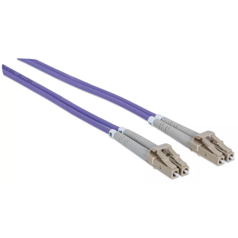 Intellinet Fiber Optic Patch Cable, OM4, LC/LC, 2m, Violet, Duplex, Multimode, 50/125 µm, LSZH, Fibre, Lifetime Warranty