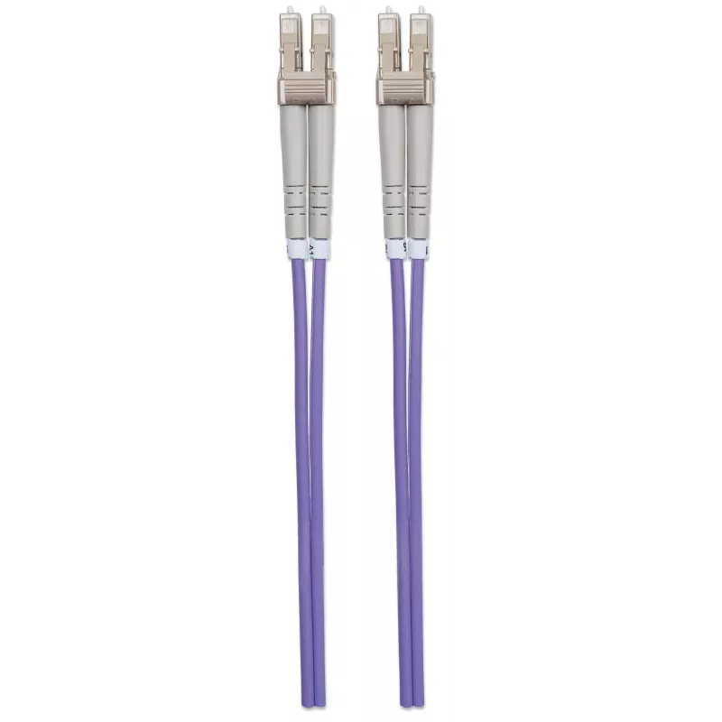 Intellinet Fiber Optic Patch Cable, OM4, LC/LC, 2m, Violet, Duplex, Multimode, 50/125 µm, LSZH, Fibre, Lifetime Warranty