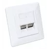 Intellinet 2-Port Cat6a 10G Ekranuota RJ45 Sieninė Jungtis su Plokščiu Montavimu ir Rozete, STP, Signal White RAL9003