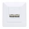 Intellinet 2-Port Cat6a 10G Ekranuota RJ45 Sieninė Jungtis su Plokščiu Montavimu ir Rozete, STP, Signal White RAL9003