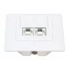 Intellinet 2-Port Cat6a 10G Ekranuota RJ45 Sieninė Jungtis su Plokščiu Montavimu ir Rozete, STP, Signal White RAL9003