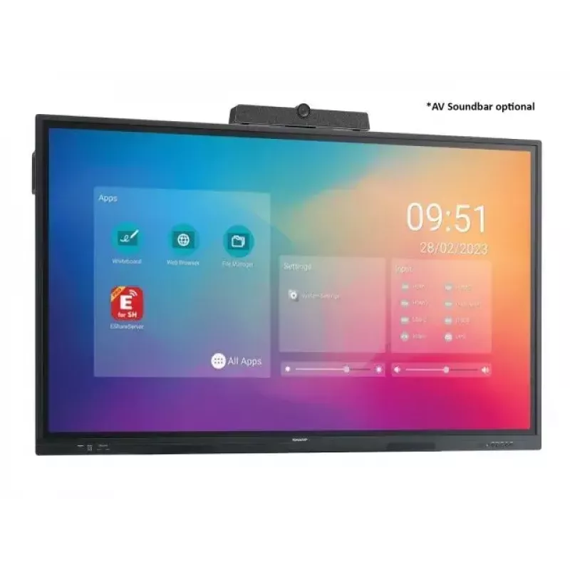 Sharp PN-LC862 Skaitmeninis informacinis ekranas 2,18 m (86 colių) LCD Wi-Fi 450 cd/m² 4K Ultra HD Juodas Liečiamasis ekranas Įmontuotas procesorius Android 11 16/7