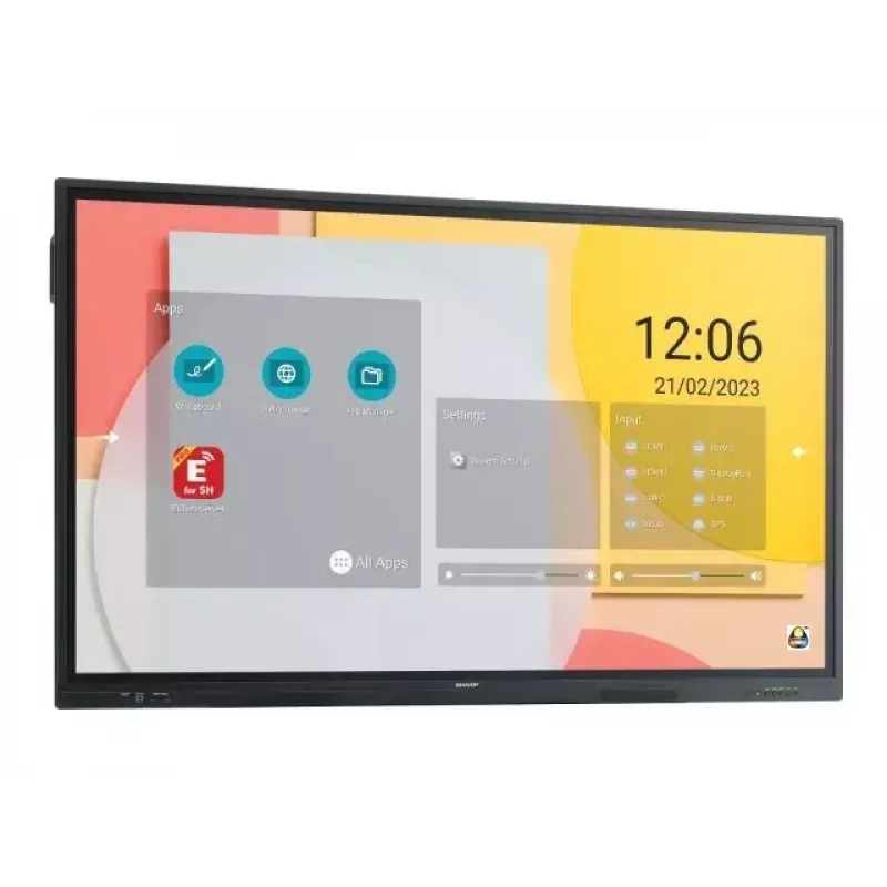 Sharp PN-LC862 Skaitmeninis informacinis ekranas 2,18 m (86 colių) LCD Wi-Fi 450 cd/m² 4K Ultra HD Juodas Liečiamasis ekranas Įmontuotas procesorius Android 11 16/7