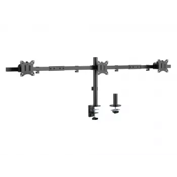 Equip 17 inch-32 inch reguliuojamas trijų monitorių laikiklis ant stalo spaustuvu/įvore 21 kg