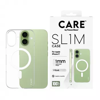 Apsauginis dėklas PanzerGlass CARE™ SL1M Transparent su MagSafe, skirtas iPhone 17