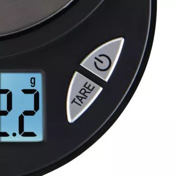 Elektrinės virtuvinės svarstyklės Xavax Jewel Black Oval – maks. 0,5 kg, tikslumas 0,1 g, CR2032 baterija, 130×100×15 mm