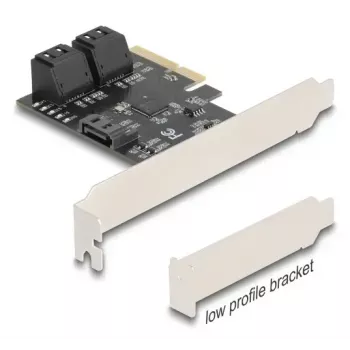 Vidinė SATA adapterio plokštė DELOCK 90890 – PCIe į 5× SATA (JMicron JMB585), Low Profile, juoda